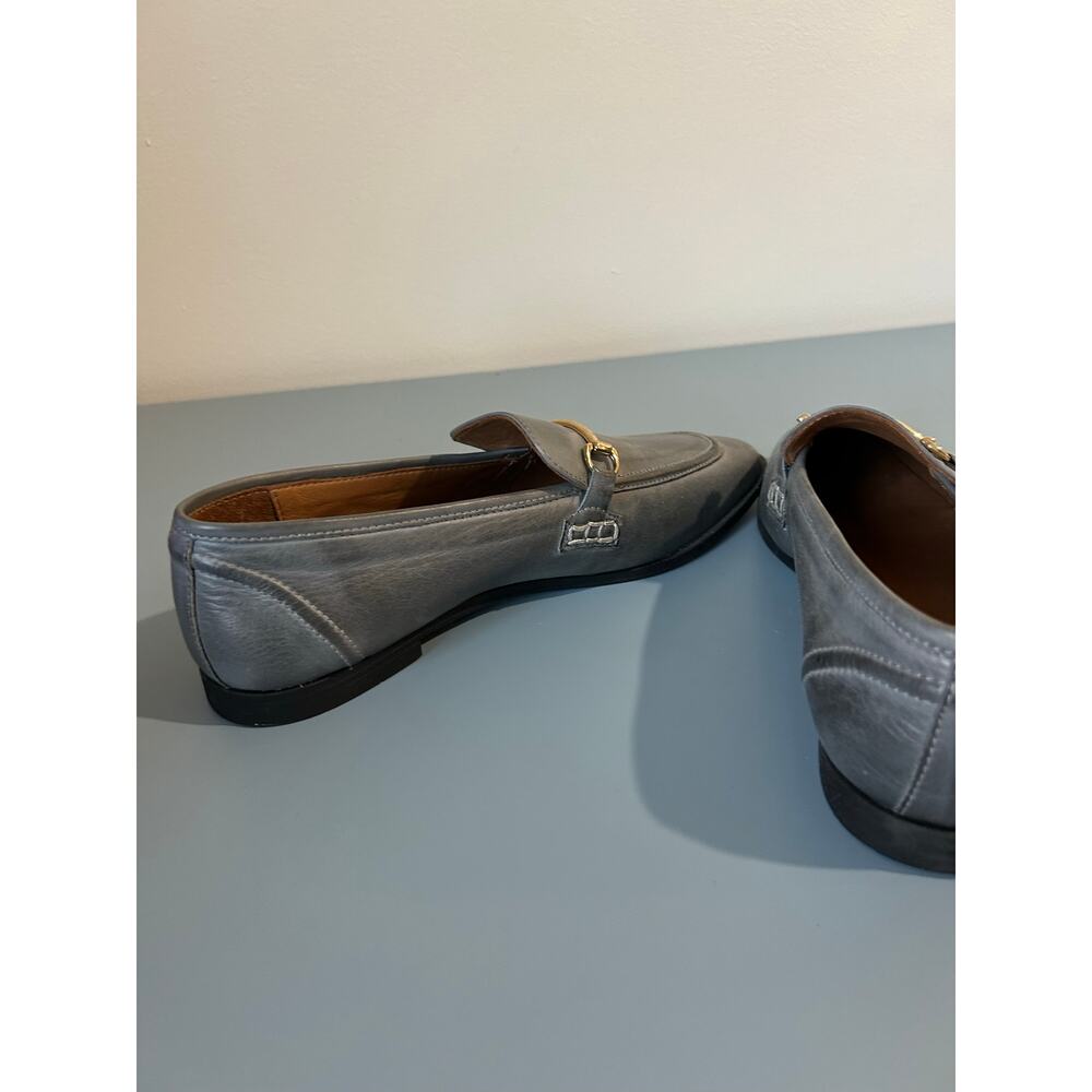 Miz Mooz grey leather loafers womens 8.5 (39) like new gold buckle - Picture 4 of 8